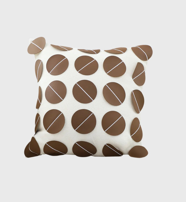 45cm Brown Leather Square Pillow