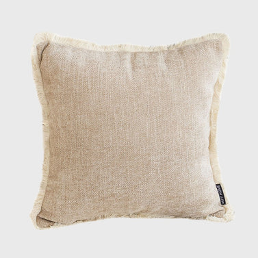 SOGA 45cm Milk Coffee Home Aesthetic Chenille Texture Tassel Square Throw pillow