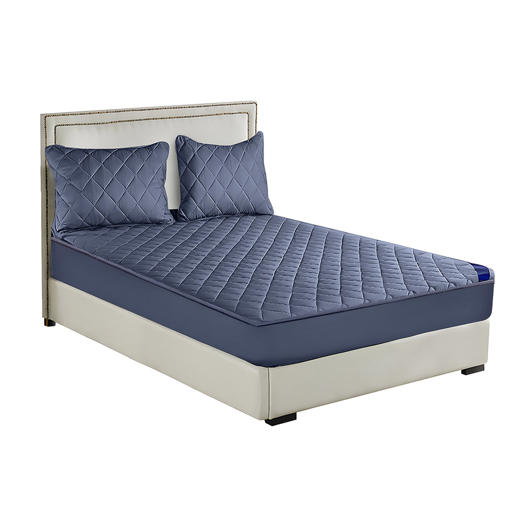 138cm Blue Wide Cross-Hatch Mattress Cover