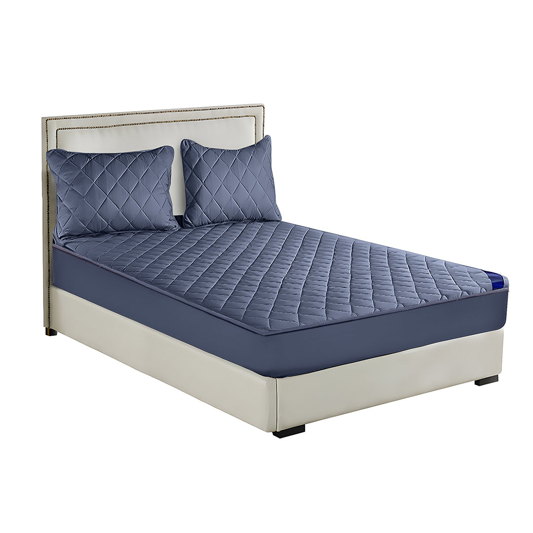 138cm Blue Wide Cross-Hatch Mattress Cover