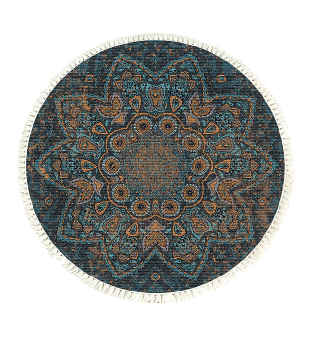 SOGA 120cm Mandala Pattern Circle Area Rugs for Living Room Lounge Anti-slip Doormat Home Decor
