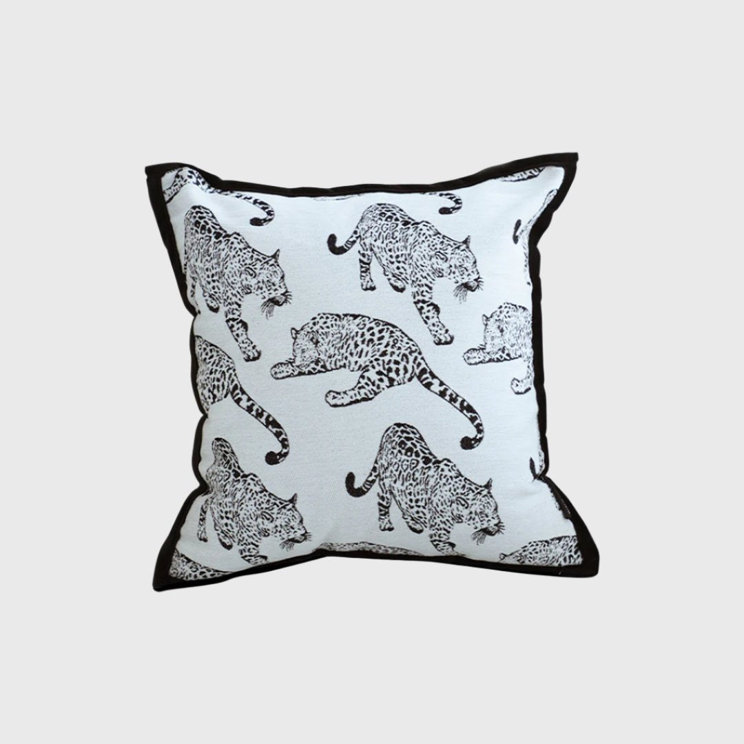 45cm Throw Pillow White Leopard