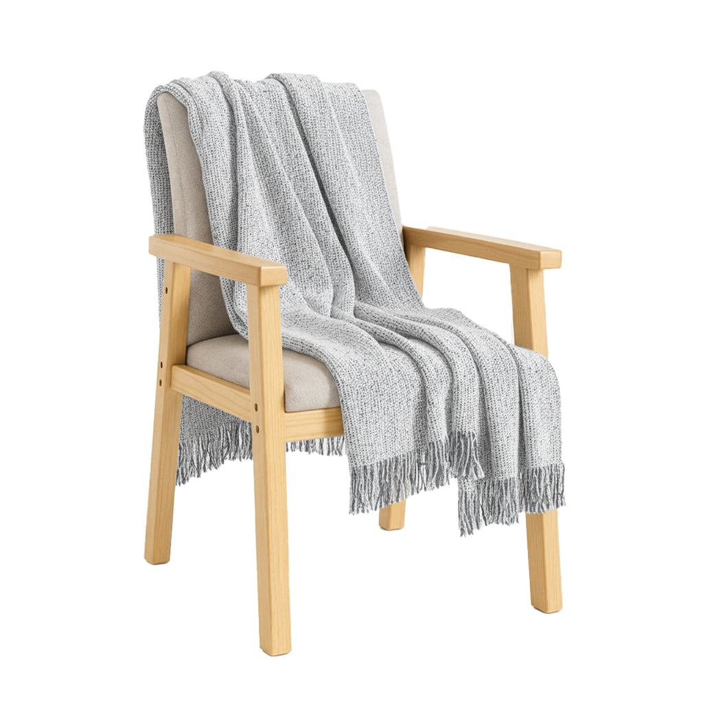 SOGA Soft  Light Beige Tassel Throw Blanket 160x200cm Soft Polyester