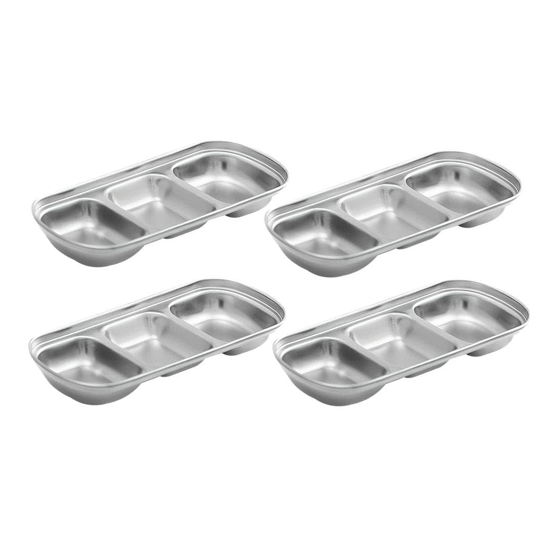 26.5cm Silver Sauce Pan with Three Compartments Divided Sauce Dish