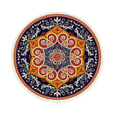 SOGA 90cm Round Mandala Ethnic Style Round Carpet Anti-slip Doormat Home Decor