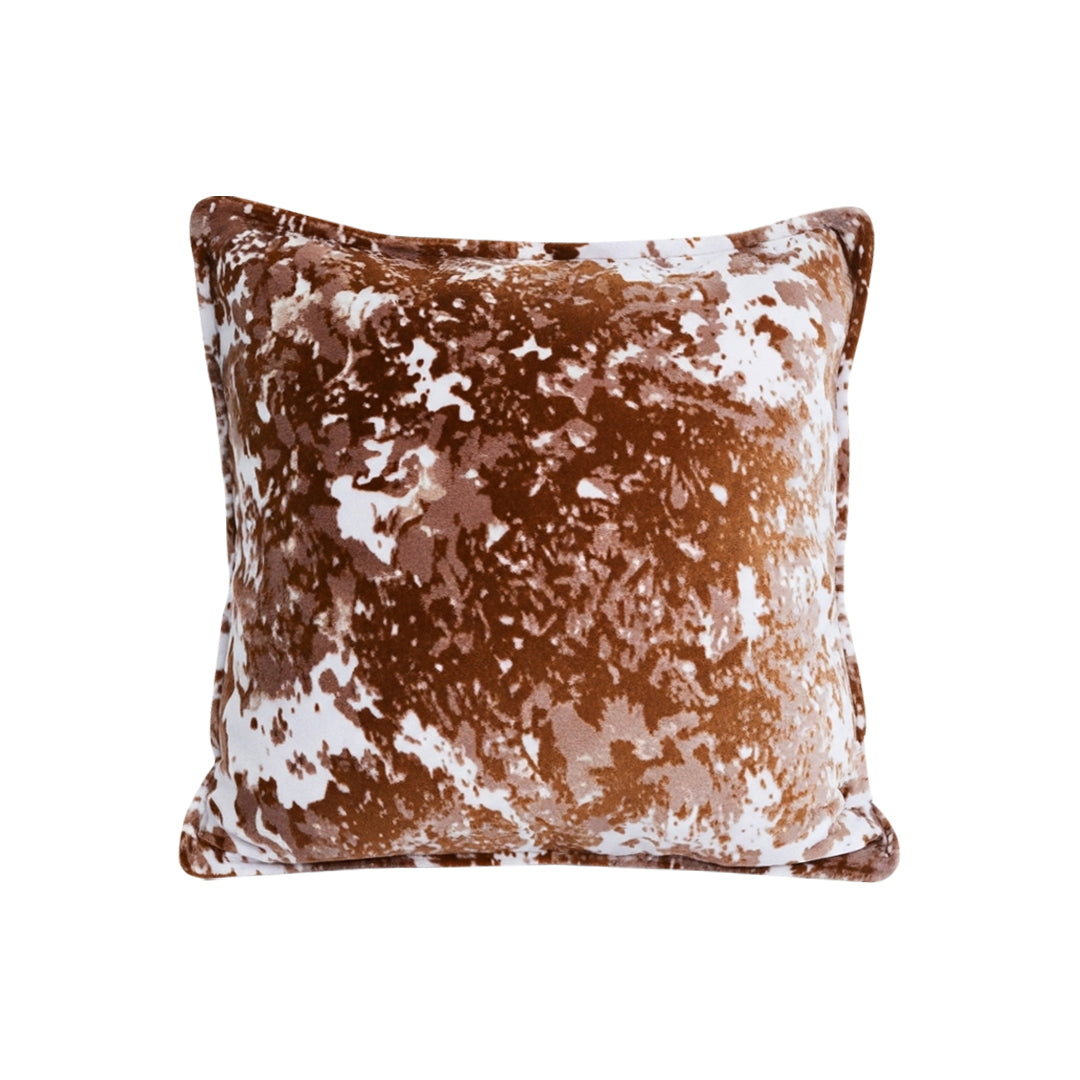 SOGA 50cm Brown White Crushed Velvet Decorative Throw Pillow