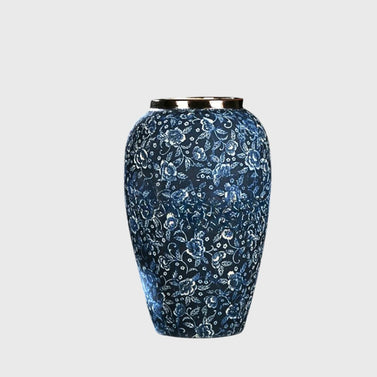 SOGA 30x19cm Blue with White Mini Floral Medium Ceramic Flower Vase Elegant Living Room Home Decor