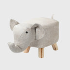 Beige Gray Kids Ottoman Stool Elephant Character Bench Seat