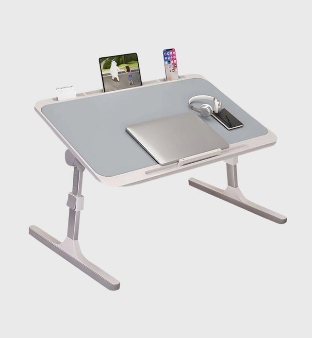 SOGA 70X45cm Grey Small Laptop Bed Portable Foldable Study Table Adjustable