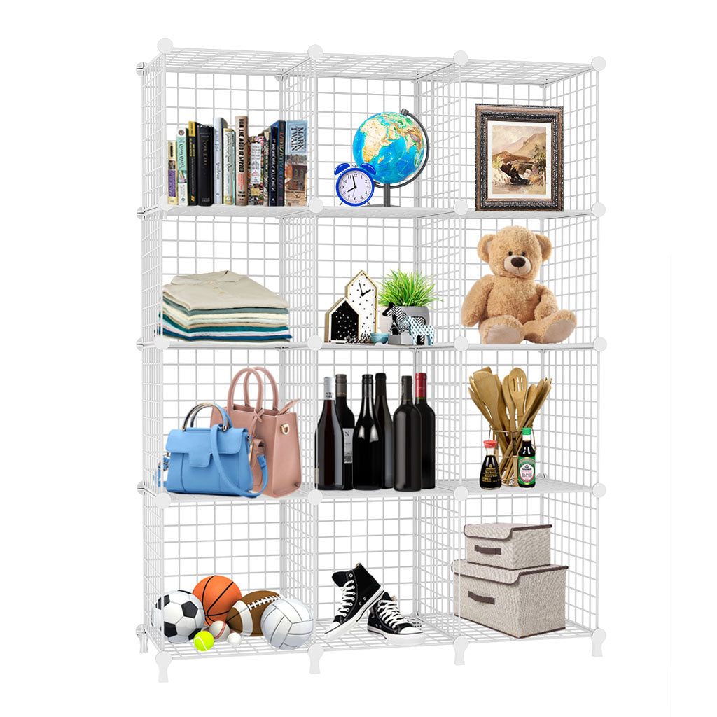 White Portable 12-Cube 3 Column Storage Organiser