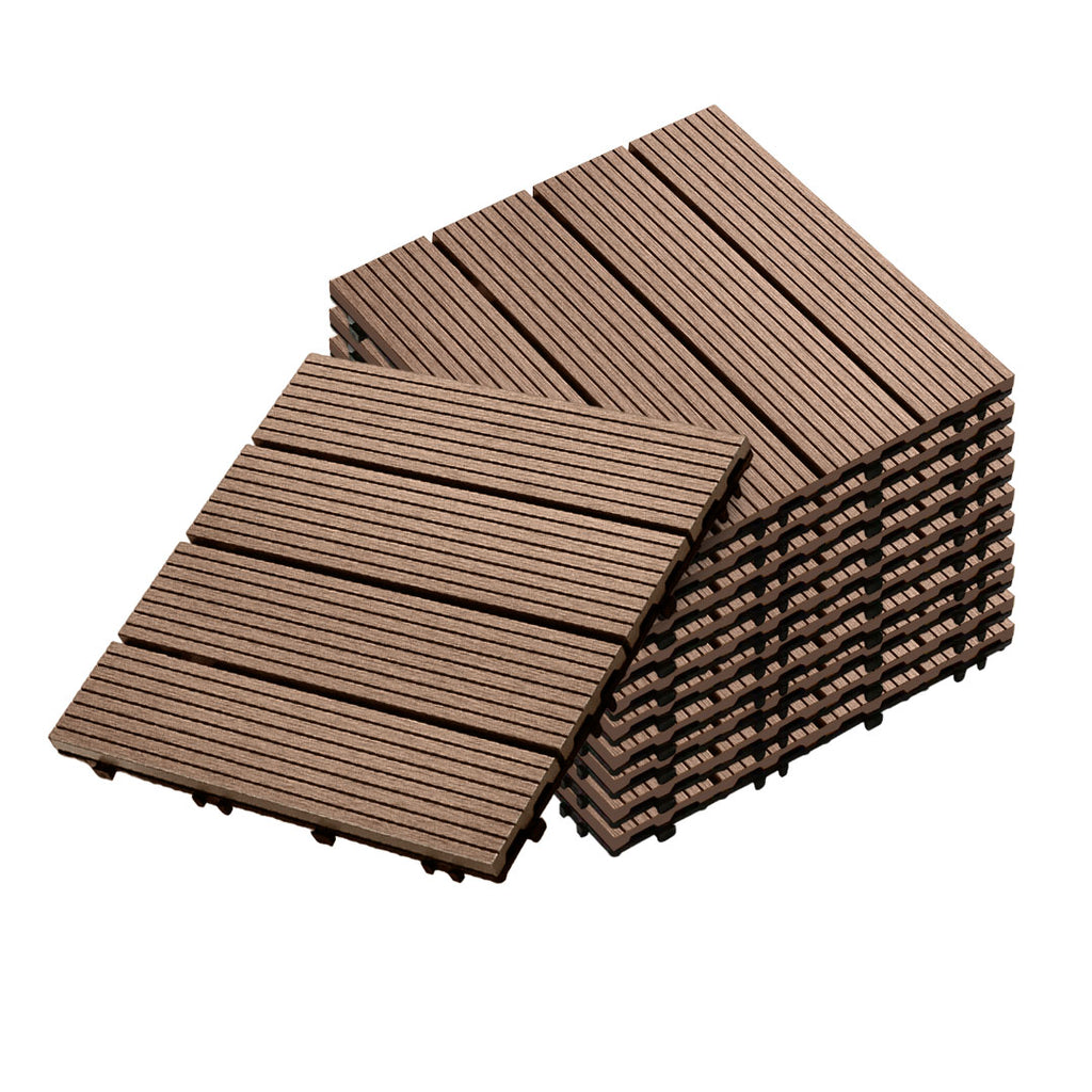 Light Chocolate DIY Wooden Composite Decking Tiles  Set of 11