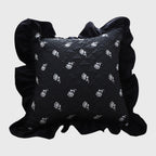45cm Throw Pillow Black Ruffled Square