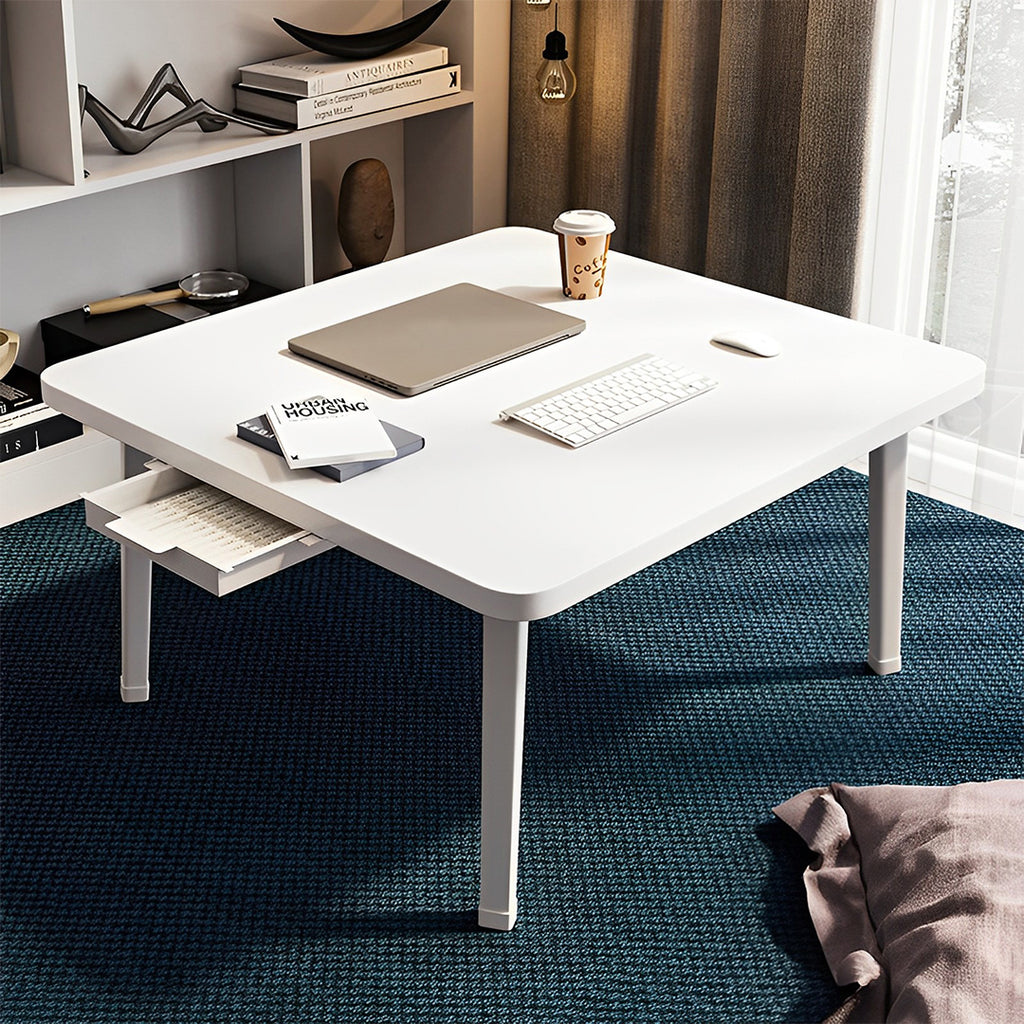 White Portable Square  Floor Table