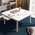 White Portable Square  Floor Table
