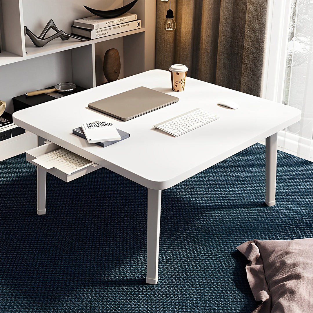 White Portable Square  Floor Table