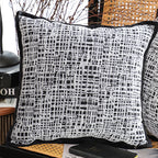 SOGA 45cm Vintage Leopard Print Sofa Black & White Grid Wide Edge Square Throw Pillow
