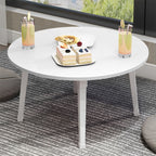White Portable Round Floor Table