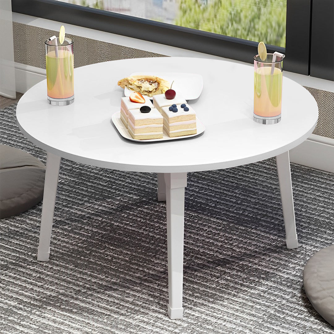 White Portable Round Floor Table