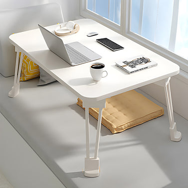 White Portable Bed Table With Cup-Holder