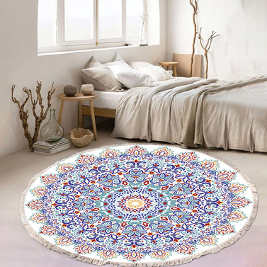 SOGA 120cm Mandala Round Area Thick Anti-slip Doormat Home Decor