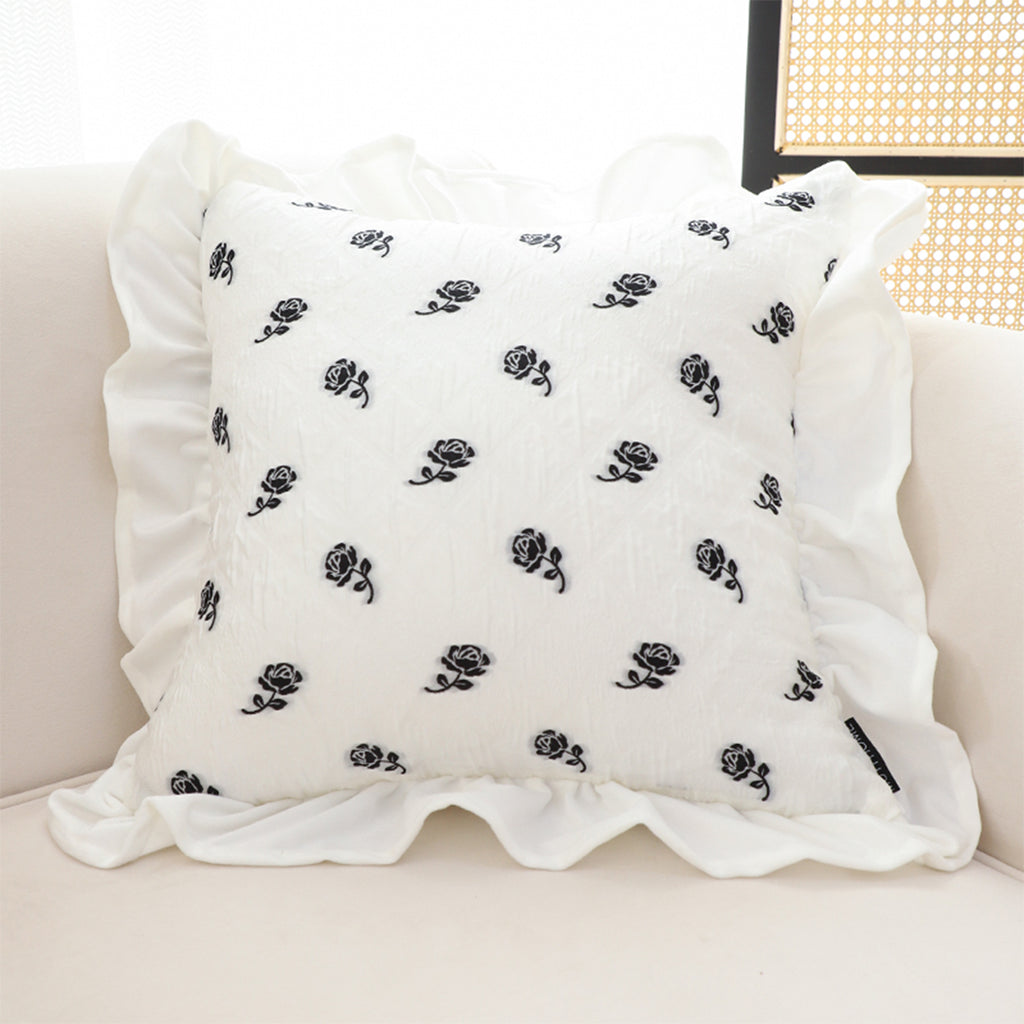45cm Throw Pillow  White Ruffled Square
