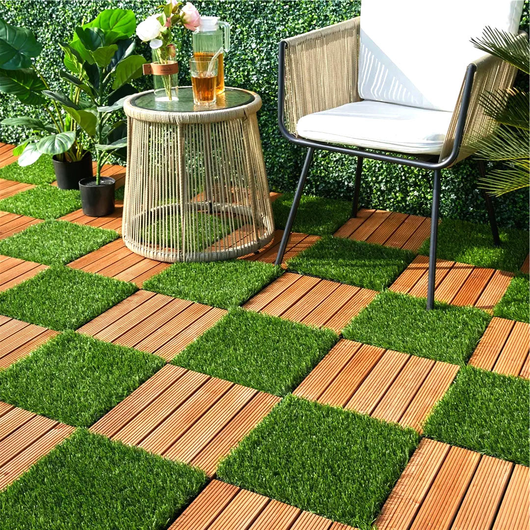Coffee DIY Wooden Composite Decking Tiles  Set of 11