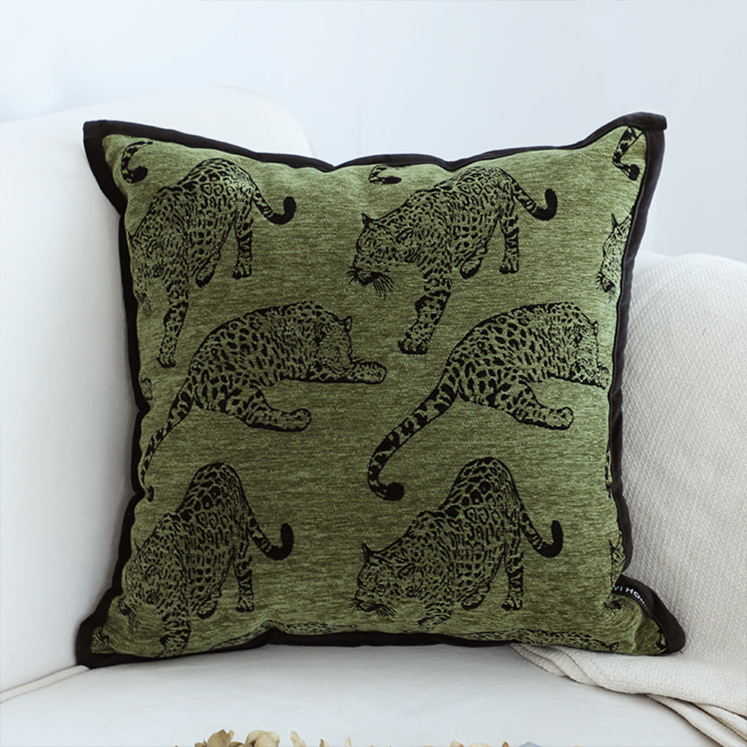 40cm Throw Pillow Green Leopard