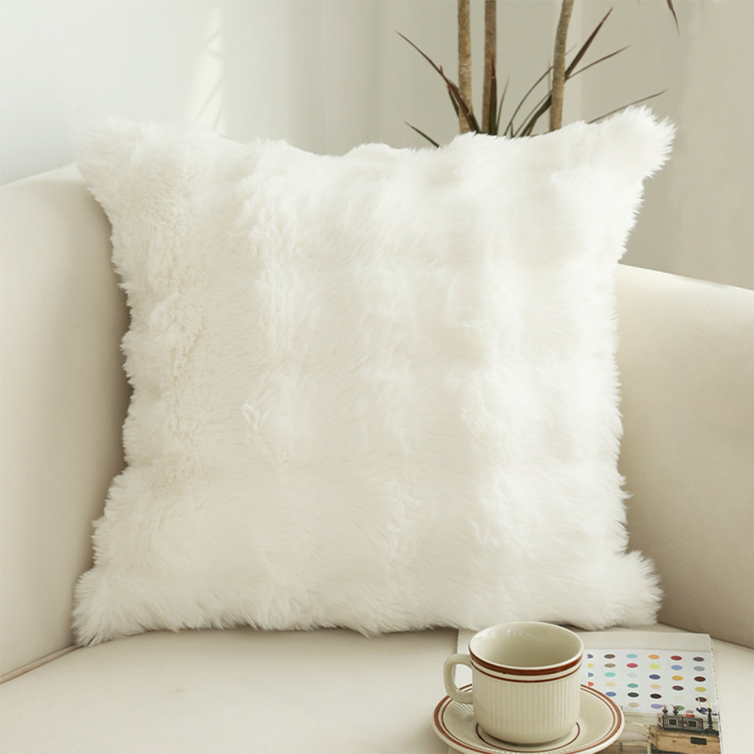 50cm Throw Pillow White Rabbit Fur