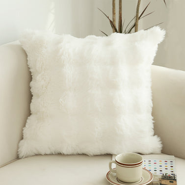 50cm Throw Pillow White Rabbit Fur