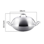 38cm Stainless Steel Frying Wok with Lid
