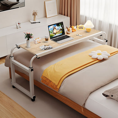 120x45cm Wood Cross Bed Movable Desk Table w/ Adjustable Length & Height