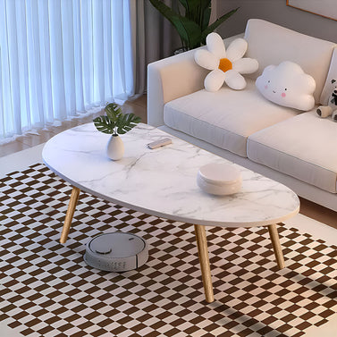 SOGA 80x40cm White Stone Pattern Living Room Nordic  Coffee Table Modern Style