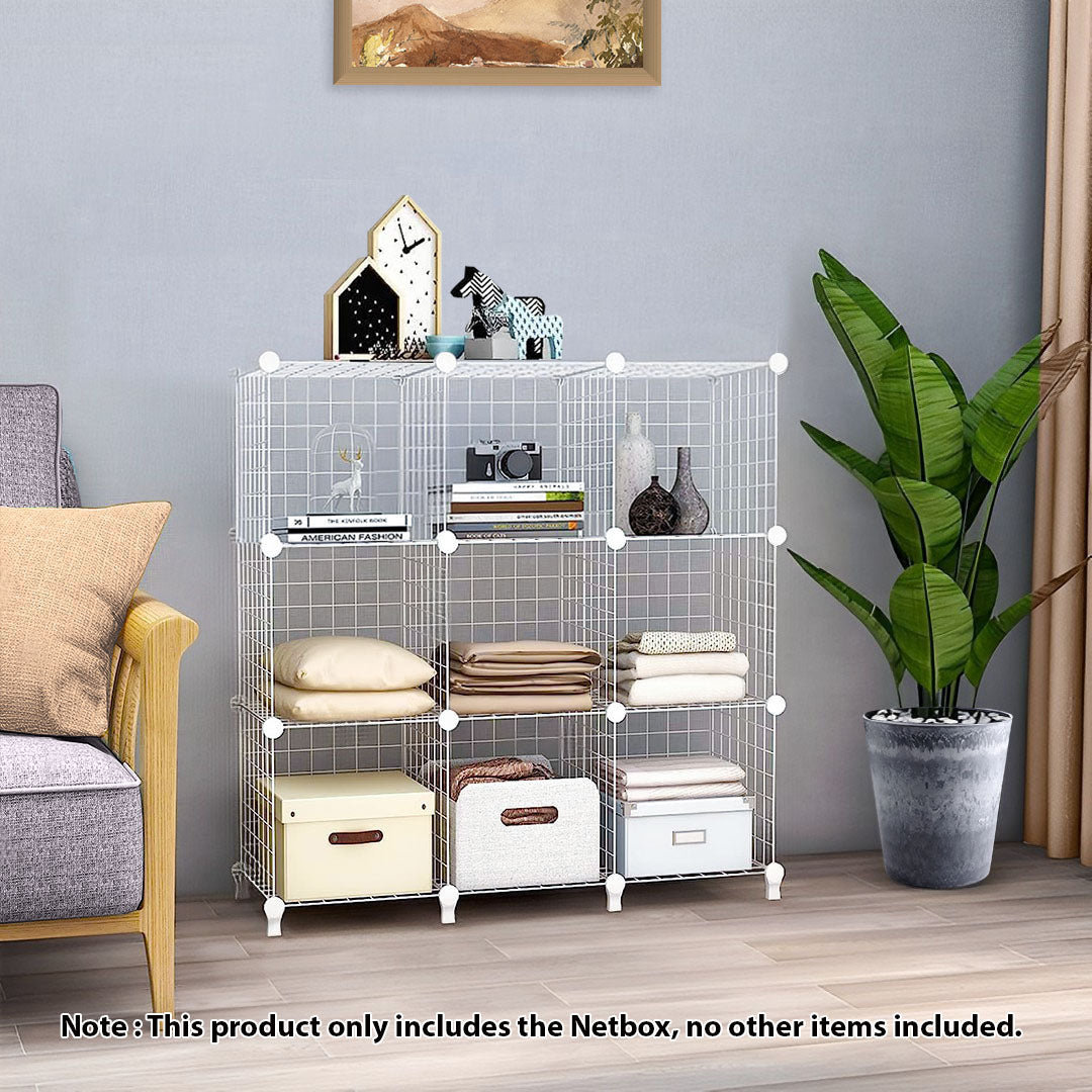 White Portable 9-Cube 3 Column Storage Organiser