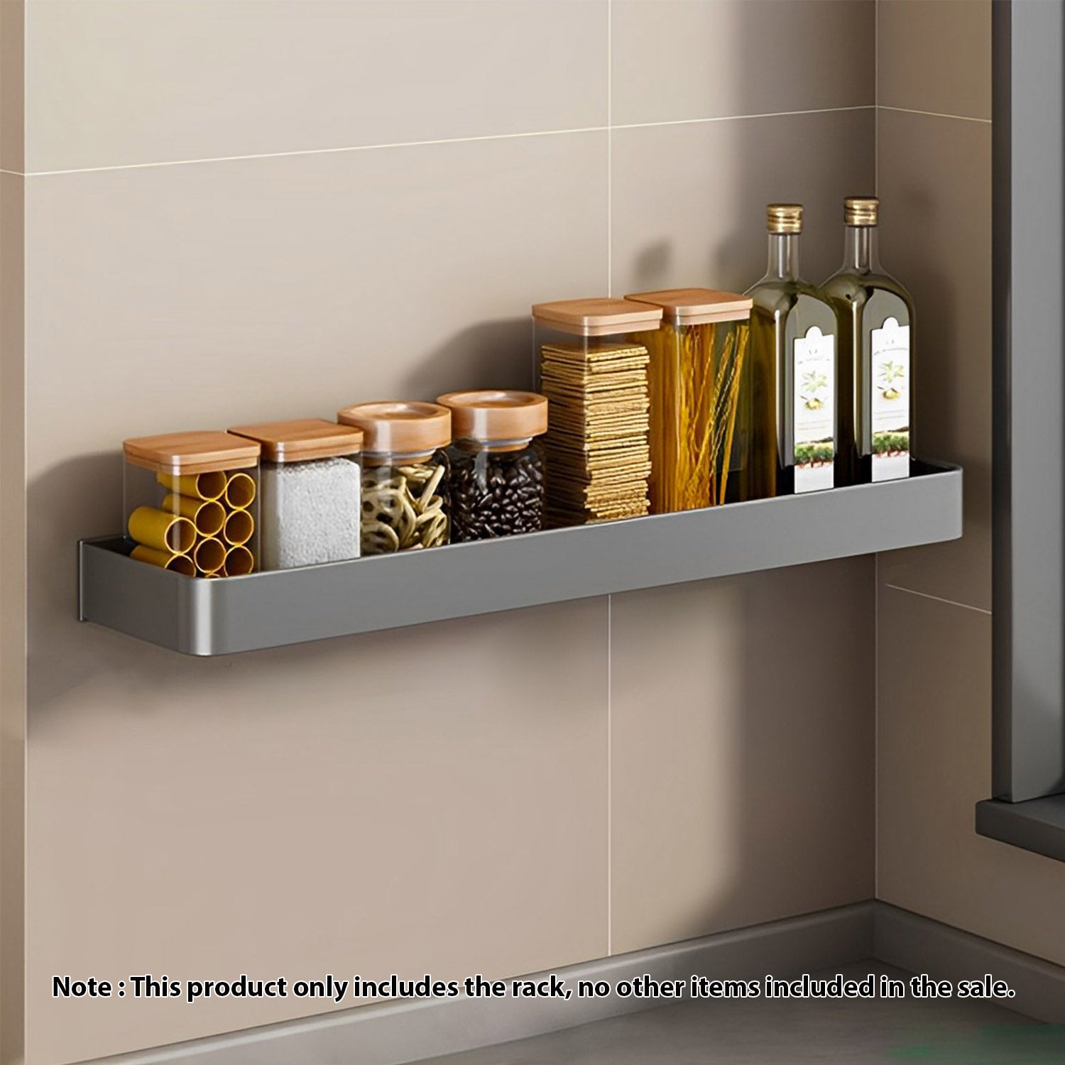 32cm Black Wall-Mounted Rectangular Kitchen Spice Storage Rack