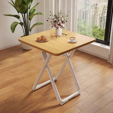 80cm Wood Color Board Square Table with White Legs