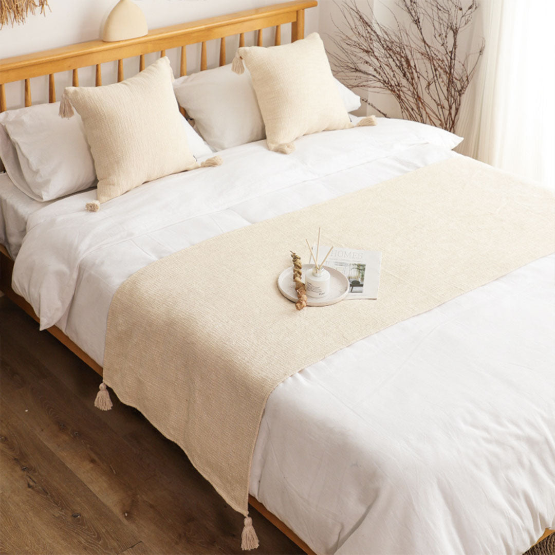 1.8m Bed Vintage Scarf Runner Bedding Tail Pad Flag For Home Hotel Set of 3