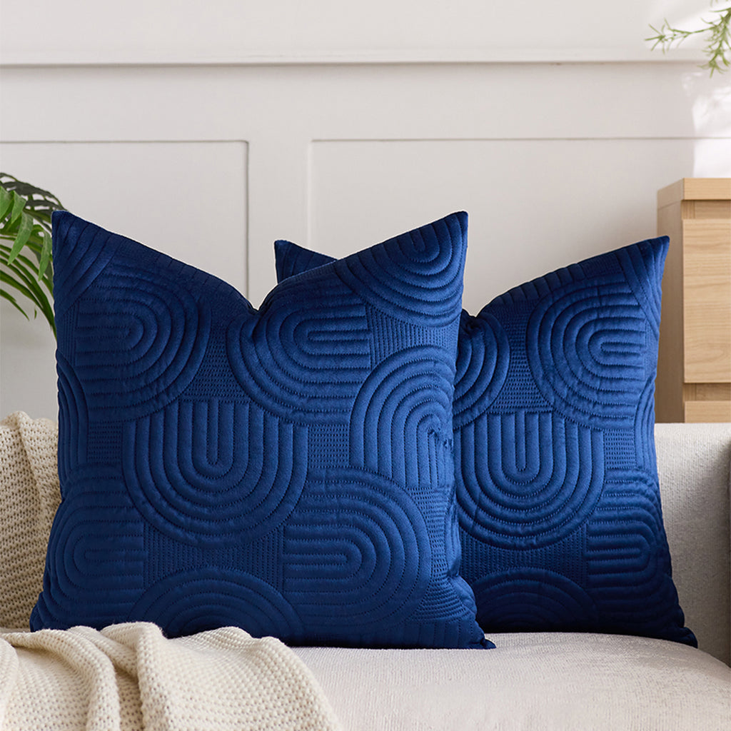 SOGA 50cm Blue Textured Geometric Pattern Decorative Throw Pillow