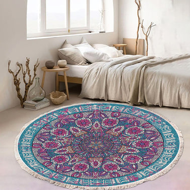 SOGA 120cm Mandala Area Rug for Living Room Lounge Bedroom Anti-slip Doormat Home Decor