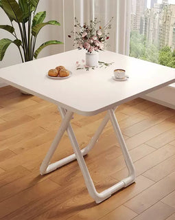 80cm White Square Table with White Legs