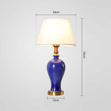 Ceramic Oval Table Lamp Dark Blue