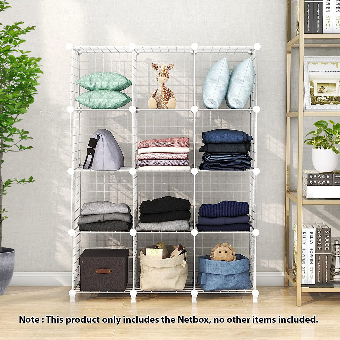 White Portable 12-Cube 3 Column Storage Organiser