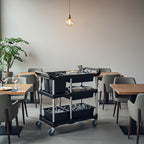 SOGA 2X Black 3-Tier Kitchen Utility Trolley Cart with 5 Buckets