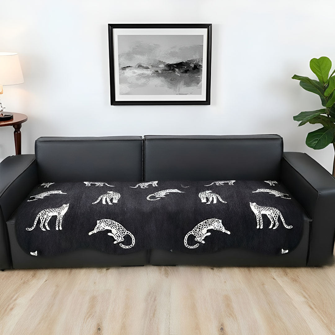 SOGA Three-Seater Black Leopard Print 90x210cm Throw Blanket Sofa Cover