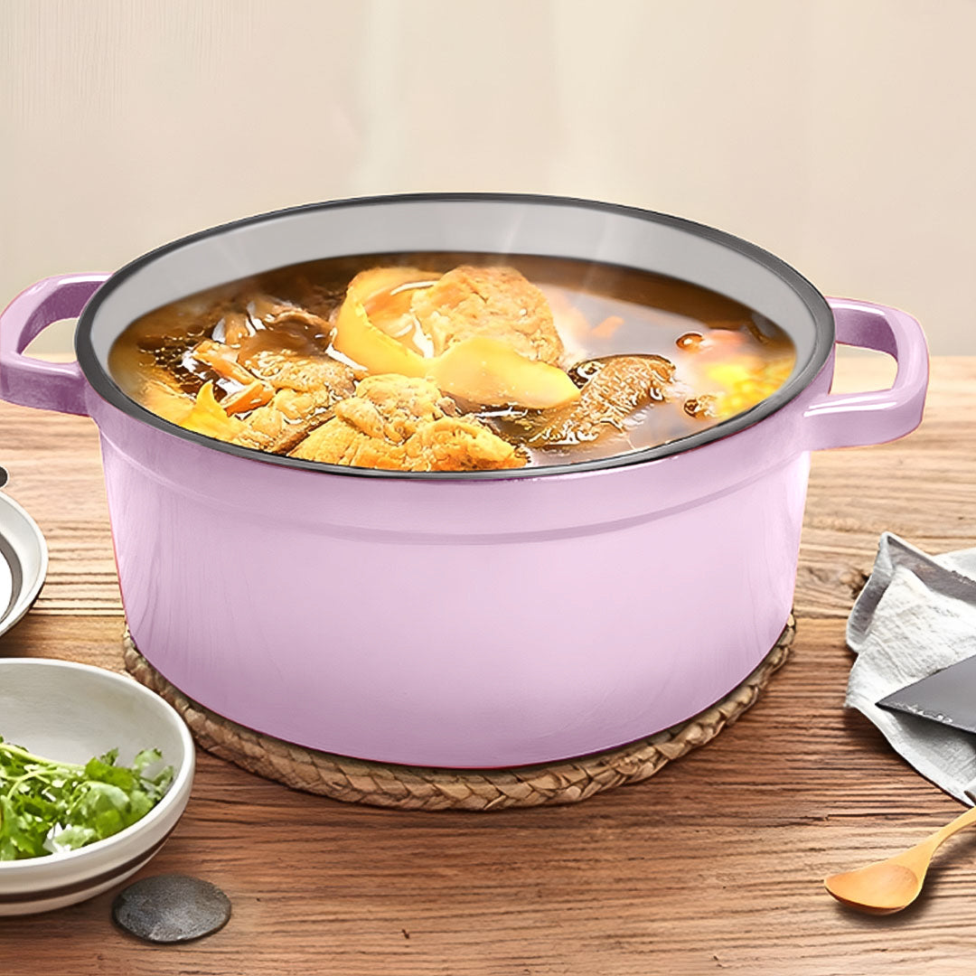 Cast Iron Ceramic Casserole 3.6L Pink 24cm