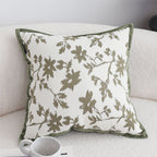 SOGA Floral Cushion 45cm White Green Leaf Botanical Pattern Decorative Throw Pillow