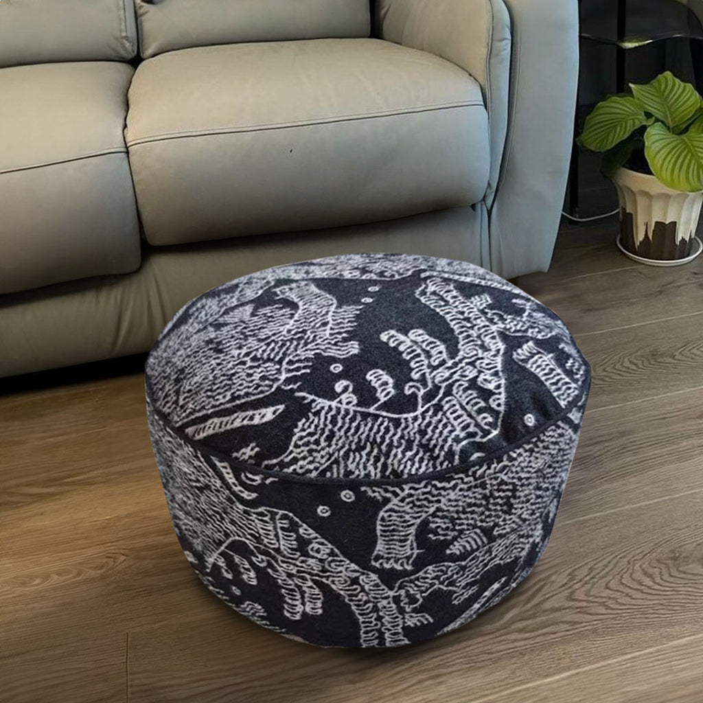 50x30cm Black Round Soft Pouffe Seat Cushion Elegant Home Accent