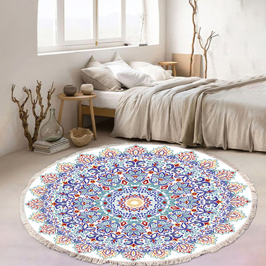 SOGA 120cm Mandala Area Rug for Living Room Lounge Bedroom Anti-slip Doormat Home Decor