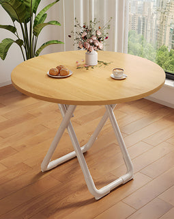 80cm Wood Color Round Table with White Legs