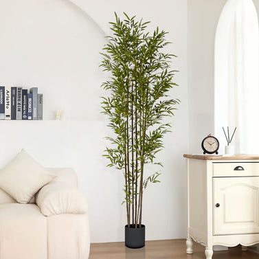 SOGA 210cm Lucky Bamboo Tree Bambusa Vulgaris Artificial Plant w/ 7 Branches Home Accent Decor