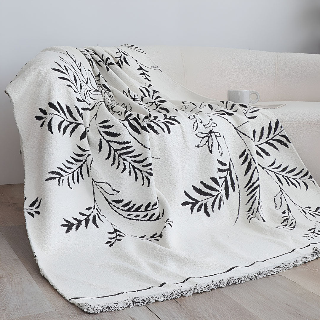 SOGA One-seater White Sofa Cover Leaf Print 130x180cm Polyester